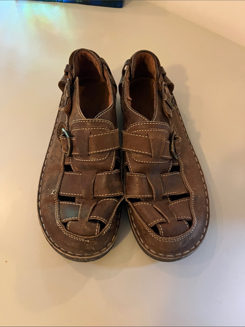 Airwalk Women’s Brown Leather Fisherman Sandals with Buckle